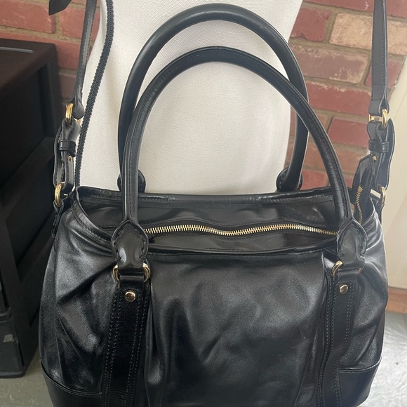 🔥Authentic:🔥BURBERRY 🔥BLACK LEATHER SHOULDER BAG🔥 - Picture 3 of 17